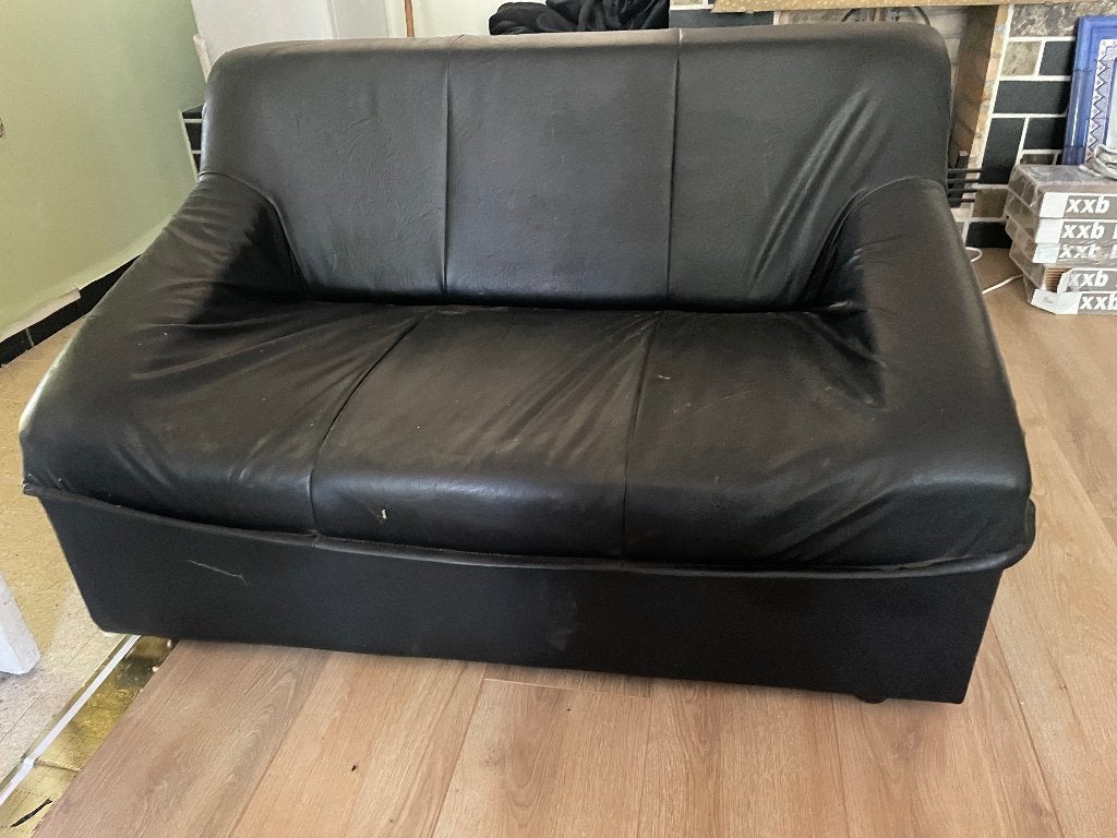 Zwarte zetel, Huis en Inrichting, Fauteuils, Ophalen, Kunststof, Gebruikt, Minder dan 75 cm