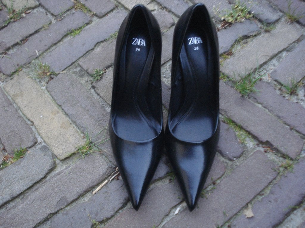 Gratis verzending nieuwe zwarte leren zara fuif hakken mt 38, Verzenden, Zwart, Nieuw, Schoenen met hoge hakken