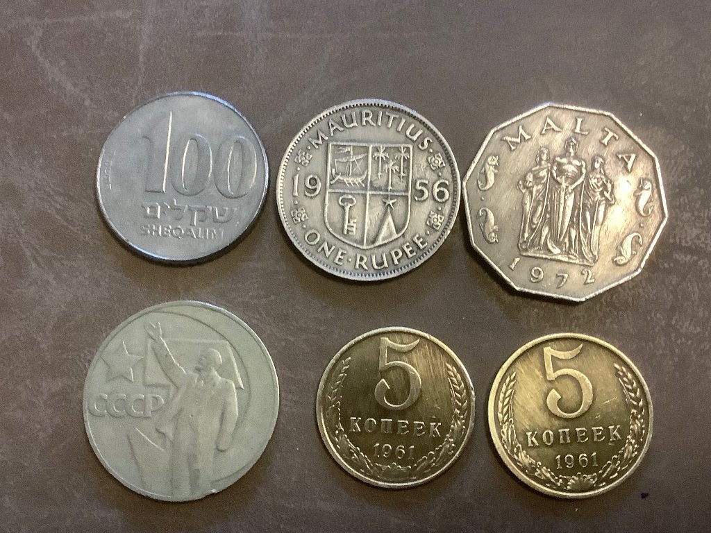 munten rusland-malta-mauritius-israel, Ophalen of Verzenden