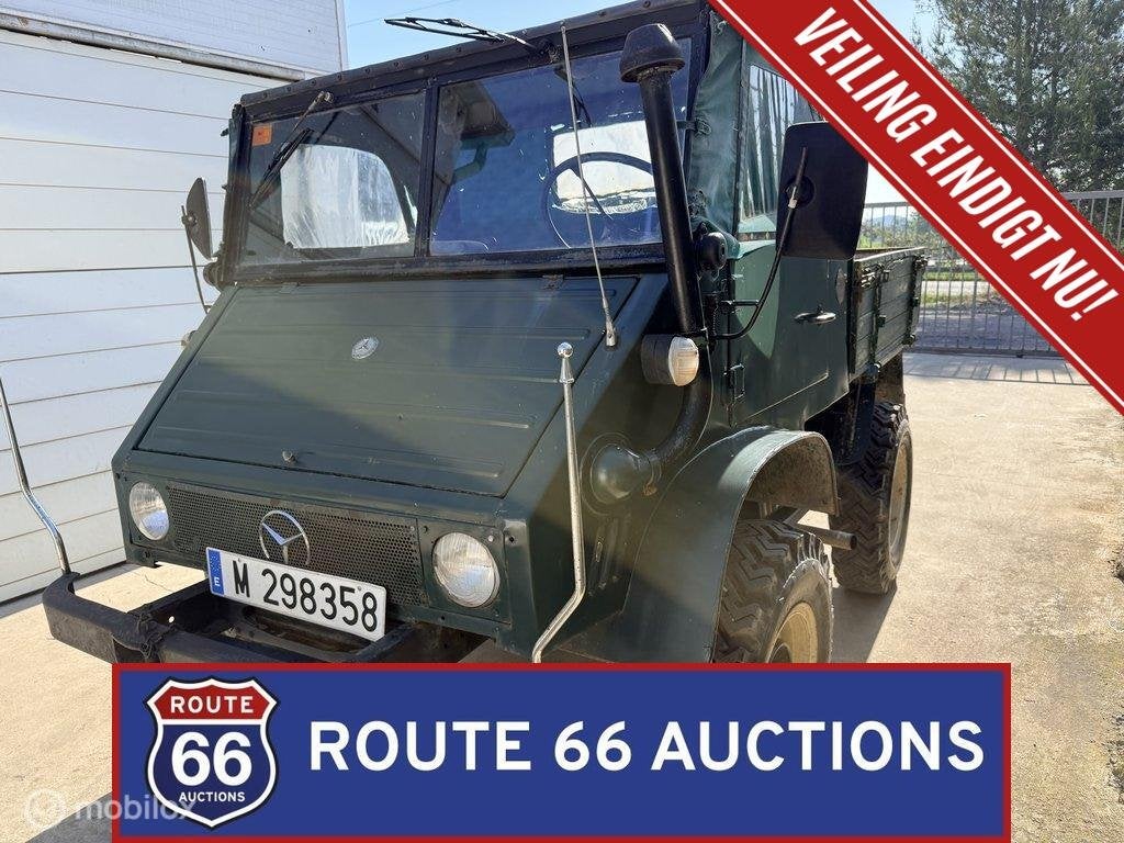 Mercedes-Benz Unimog 411 | 1962 | Route 66 Auctions, Zwart, Mercedes-Benz, Bedrijf, Handgeschakeld