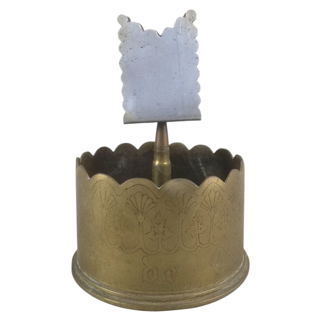 Trench Art – luciferhouder / asbak - 1917, Verzamelen, Militaria | Algemeen, Ophalen of Verzenden, Overige soorten, Overige typen