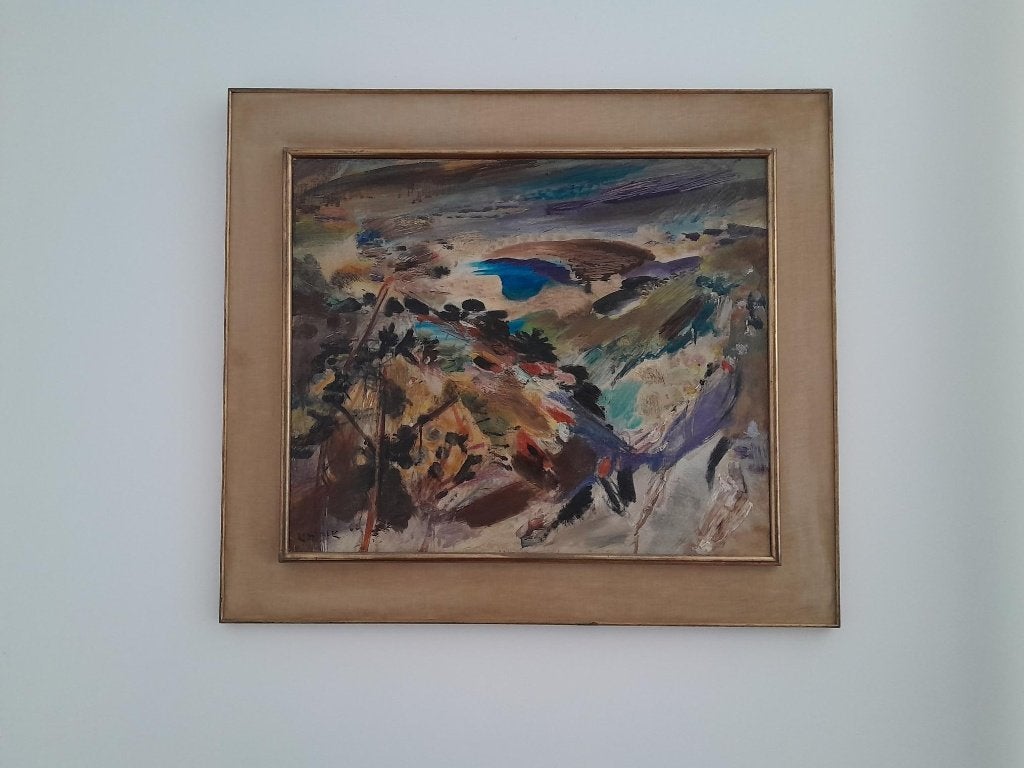 La Méditerranée, 1962, Ludwik Klimek, peinture sur toile, Antiquités & Art, Peinture à l'huile, Signé, Autres matériaux, Paysage