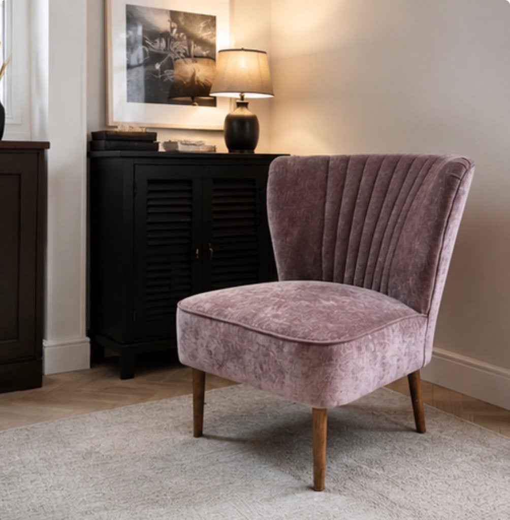 Rivièra Maison fauteuil – grijze velours  – vintage/chic, Moins de 75 cm, Comme neuf, Enlèvement, 50 à 75 cm