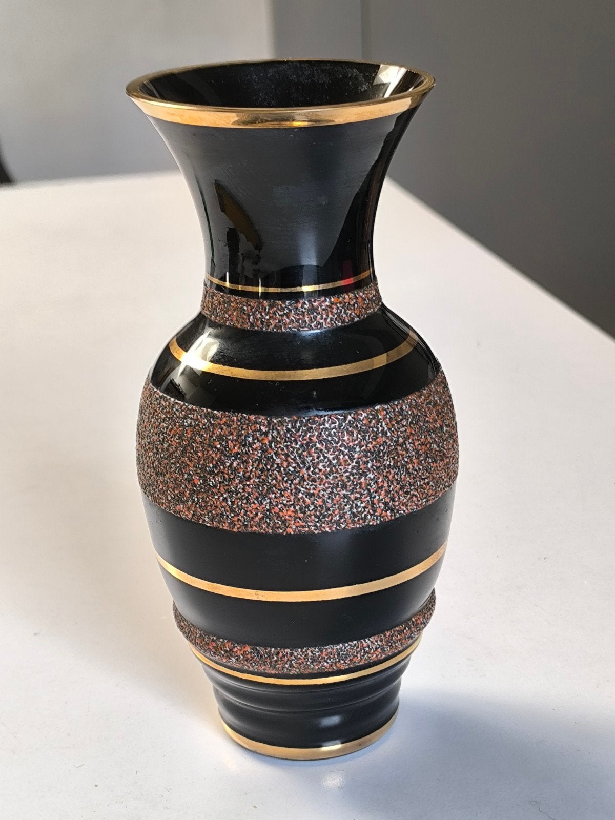 Art deco vaas, zwart hyalietglas, Antiek en Kunst, Ophalen of Verzenden