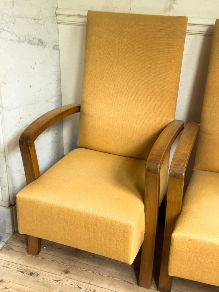 Lot de 4 fauteuils vintage en bois massif – design épuré, Maison & Meubles, Fauteuils, Bois fruitier, Enlèvement, Utilisé, 50 à 75 cm