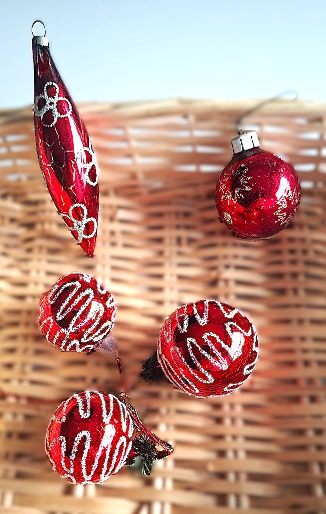 Groot Lot van 25 Vintage Kerstballen Rood – Glas & Decoratie, Diversen, Ophalen of Verzenden, Gebruikt