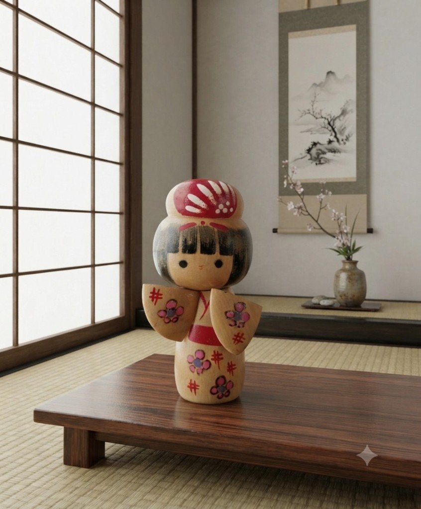 Joli kokeshi de (probablement) Sakutaro Otani, Antiquités & Art, Art | Art non-occidental, 13 cm, Japon, Bois, Poupée
