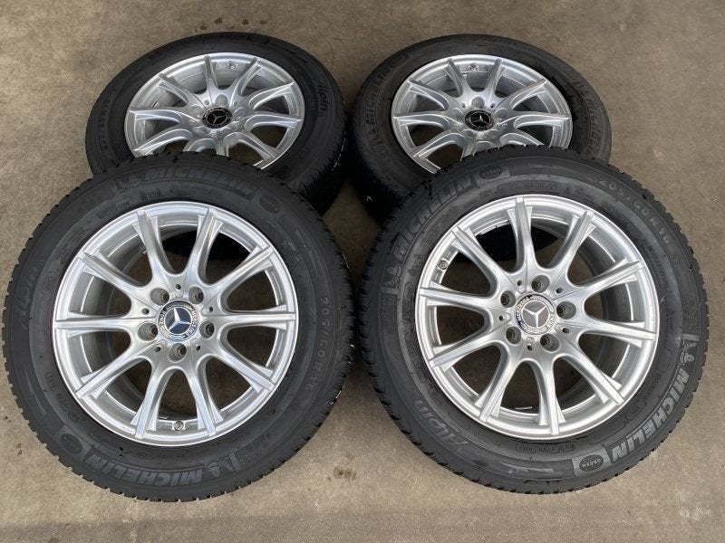 16 inch originele velgen + Michelin winterbanden Mercedes C, Autos : Pièces & Accessoires, Pneus et Jantes, -, Utilisé, -
