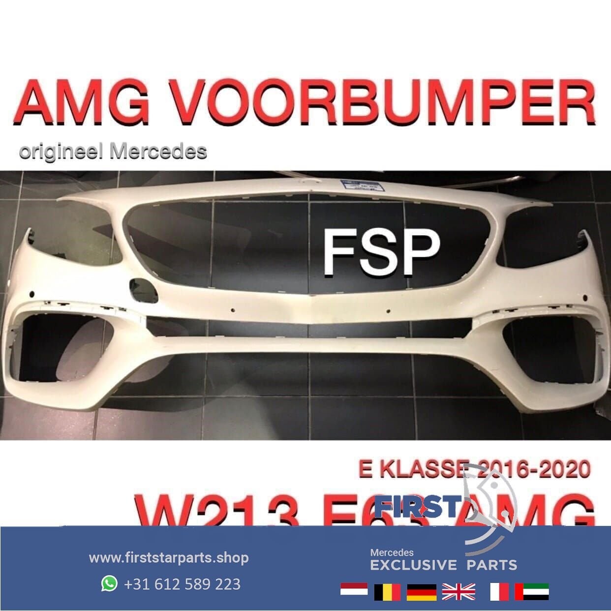 W213 S213 E63 AMG VOORBUMPER Mercedes E Klasse 63 2016-2020, Gebruikt, -, Voor, Ophalen of Verzenden