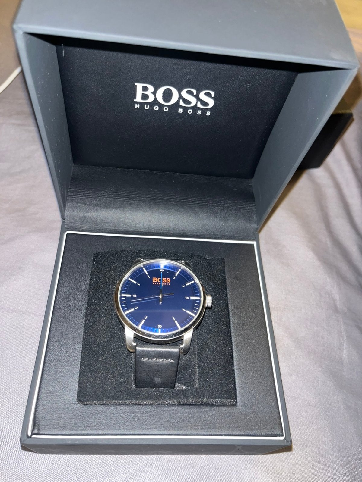 Hugo boss horloge, Ophalen, Zo goed als nieuw, Zilver, Leer