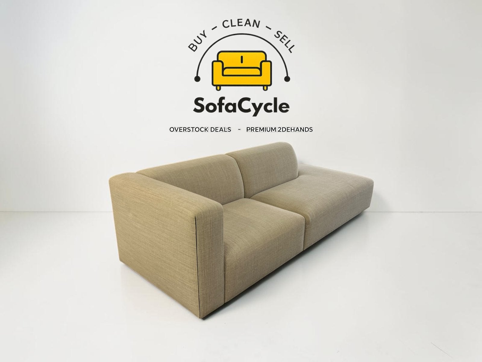 Canapé 3 places Prostoria beige en tissu ouvert - usagé, Neuf, Enlèvement ou Envoi, SofaCycle, Tissus