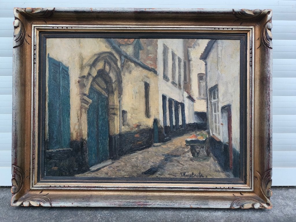 huile sur panneau signe gaston haustrate, Antiquités & Art, Enlèvement ou Envoi