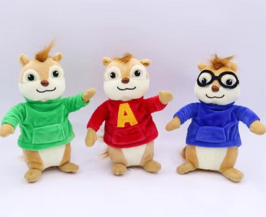 Alvin and the Chipmunks knuffel set 3 stuks (20cm), Ophalen of Verzenden, Nieuw