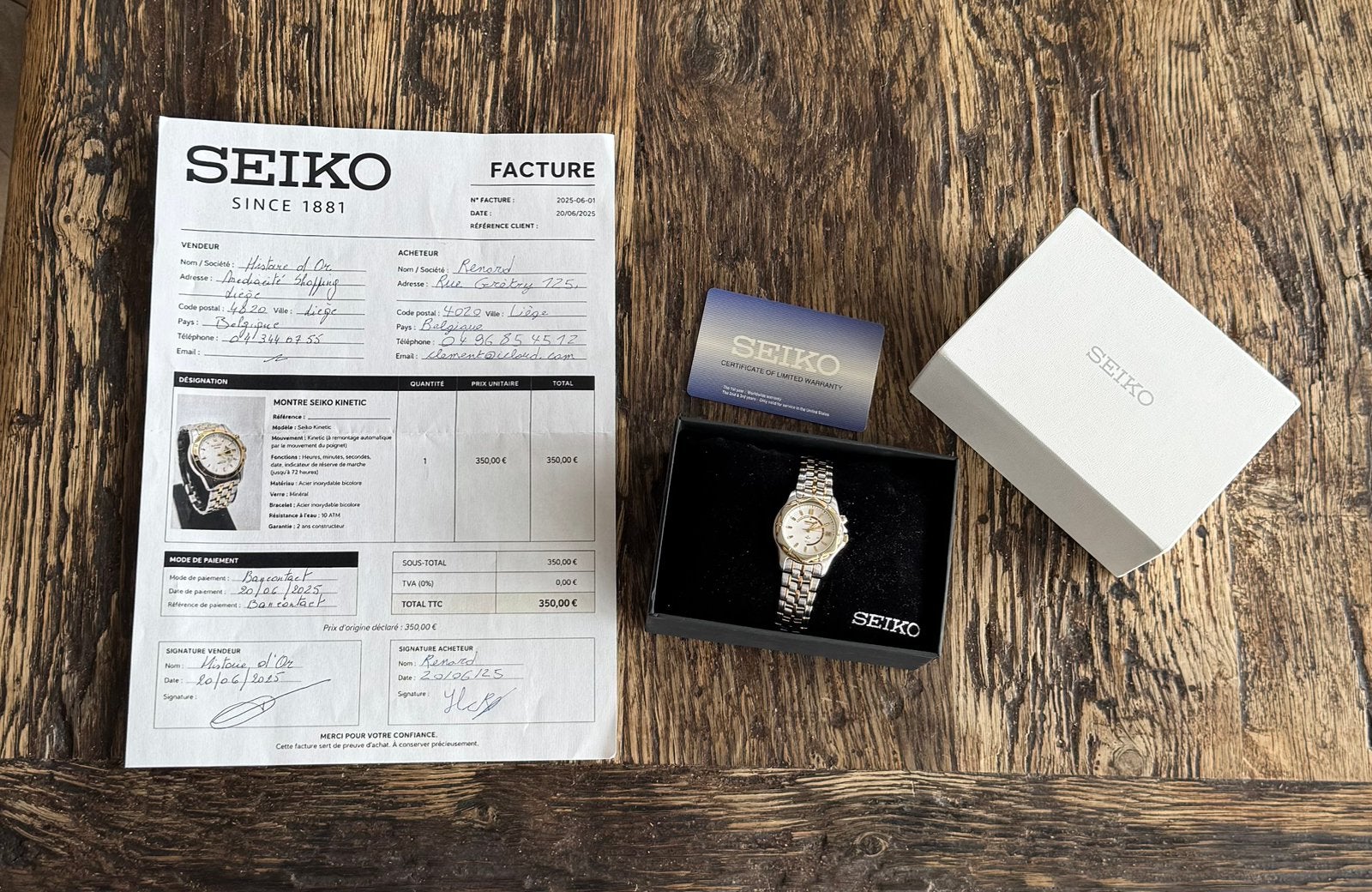 Seiko Kinetic horloge, Handtassen en Accessoires, Horloges | Dames, Ophalen, Staal, Zo goed als nieuw, Seiko