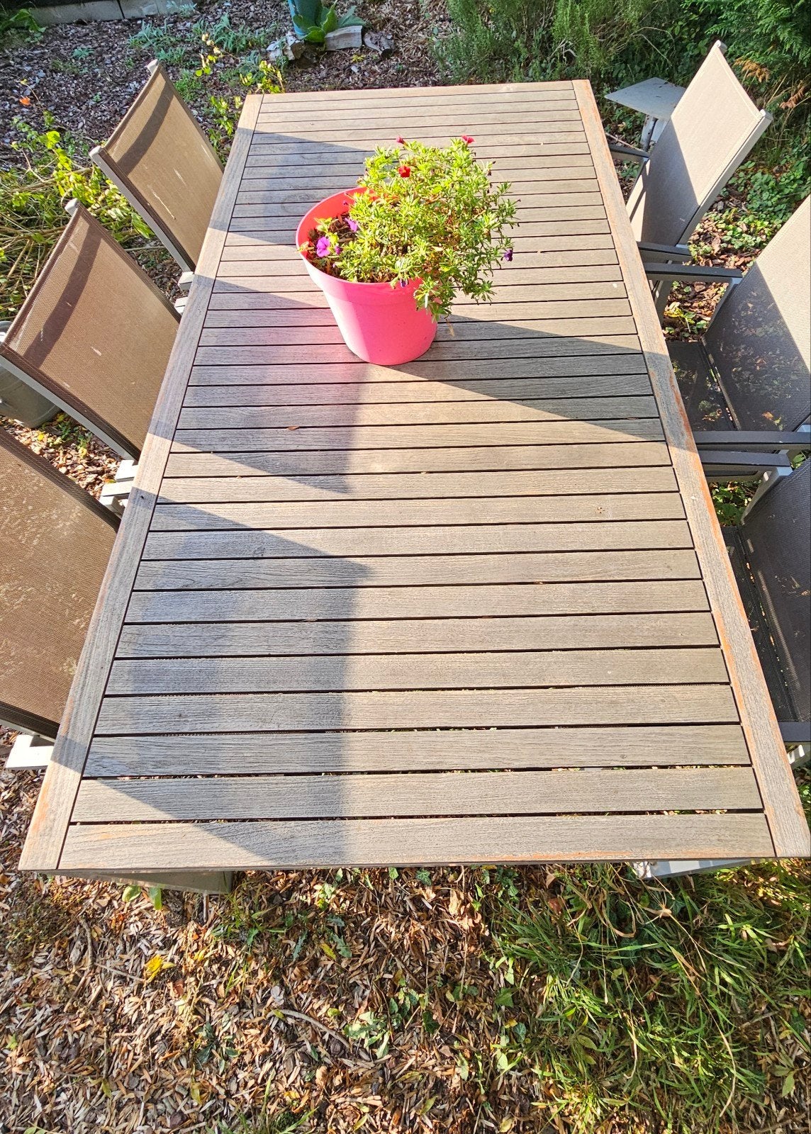 tuintafel met 6 stoelen, Ophalen, Hardhout, 6 zitplaatsen, Zo goed als nieuw