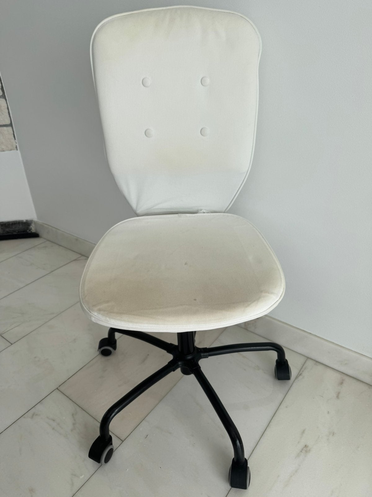 Chaise de bureau blanche à roulettes - Ikea, Enlèvement, Comme neuf, Blanc, Chaise de bureau