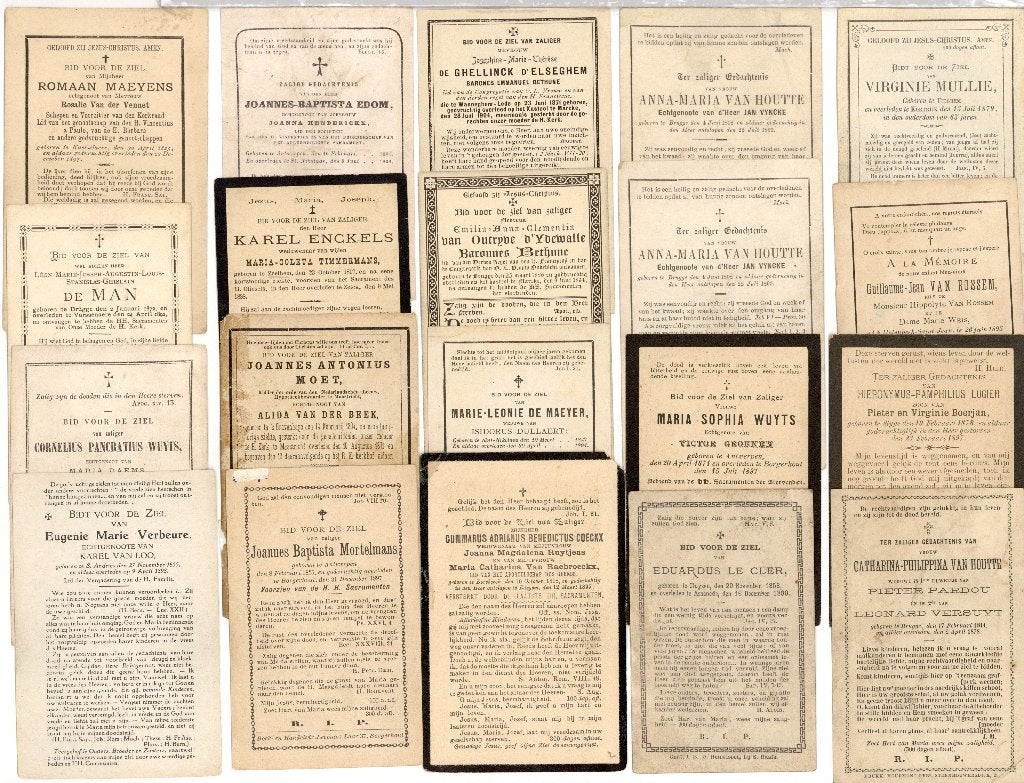 20 Zeer oude bidprentjes, geboren 1800 overleden 18...., Verzamelen, Bidprentjes en Rouwkaarten, Ophalen of Verzenden, Bidprentje