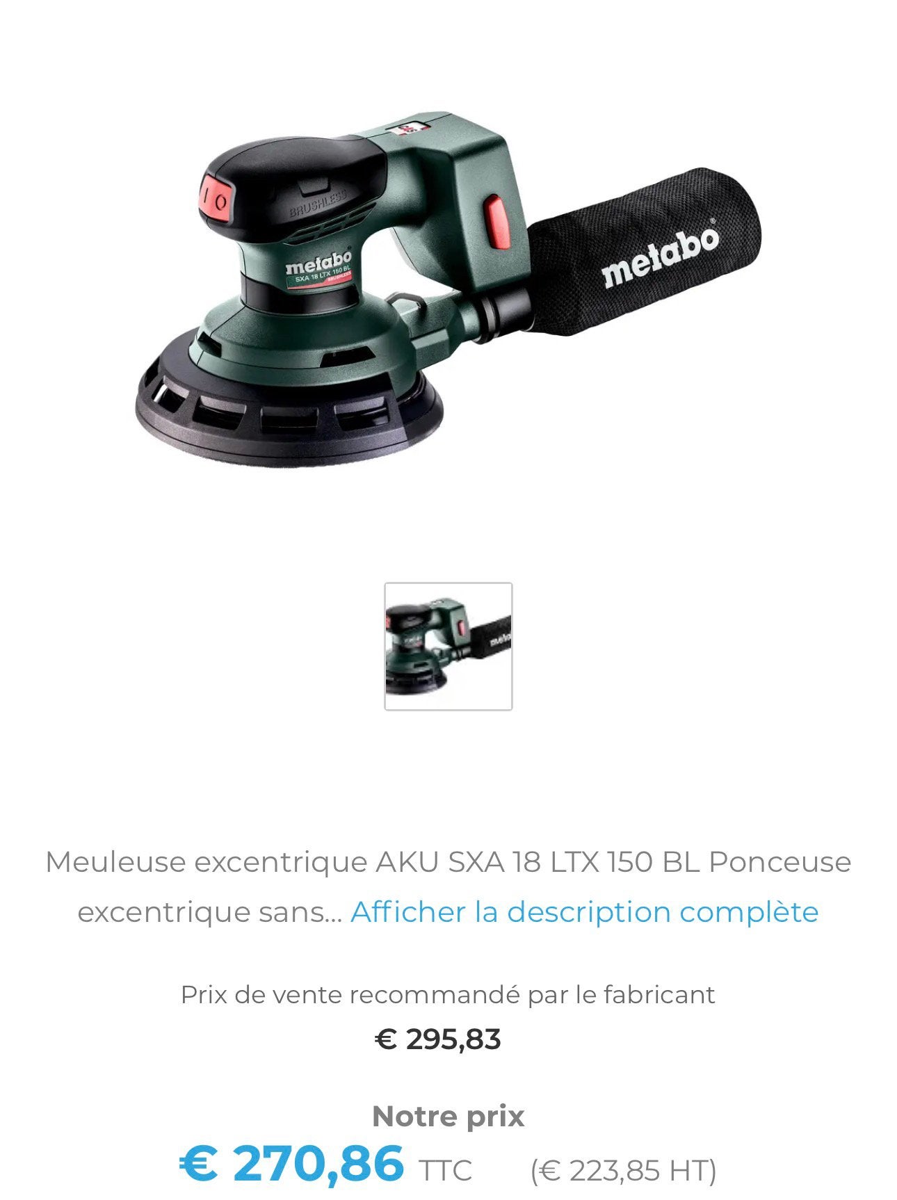 Metabo - 18V excenterschuurmachine zonder accu of oplader, Ophalen, Nieuw