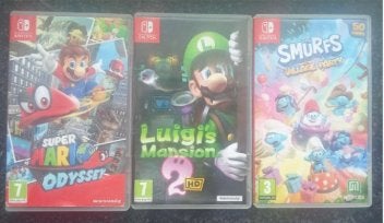 Super Mario Odyssey + Luigi's Mansion 2 + Smurfen, Verzenden, Overige genres, 1 speler, Zo goed als nieuw