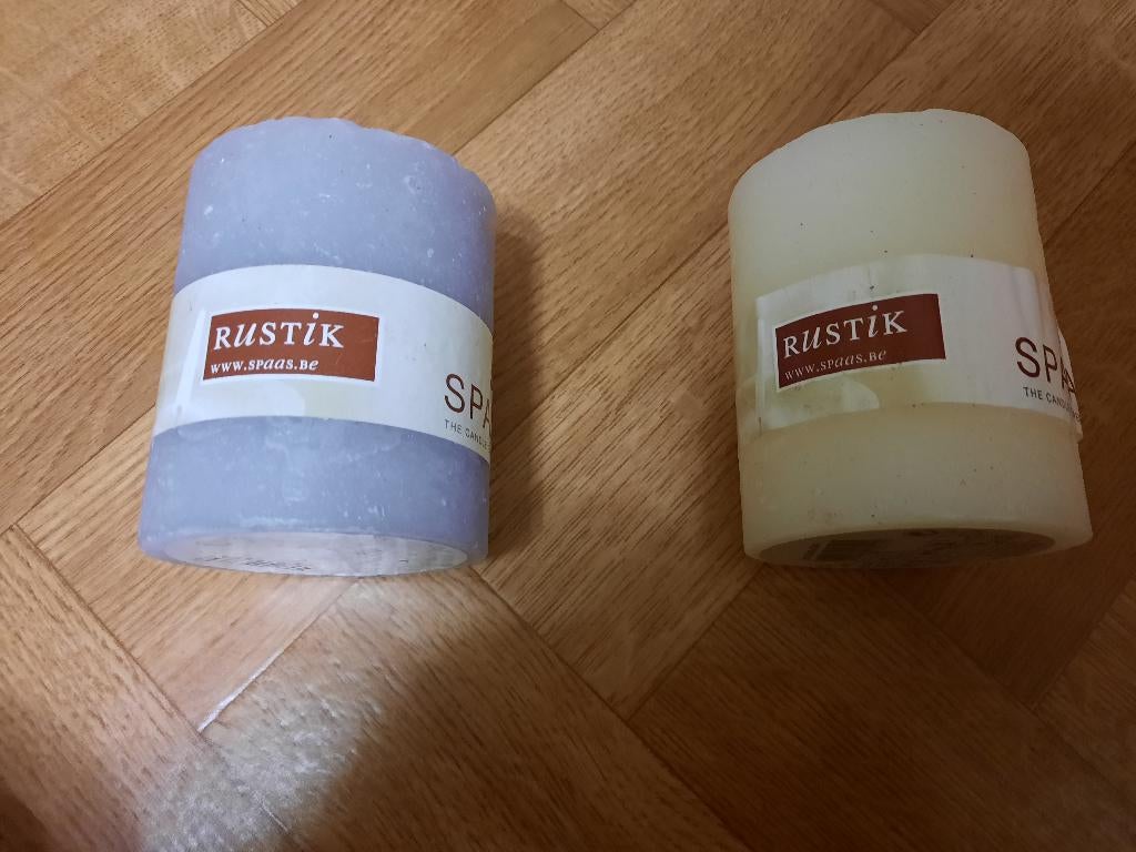 set mooie rustieken kaarsen splinternieuw van spaas, Ophalen of Verzenden, Nieuw, Kaars
