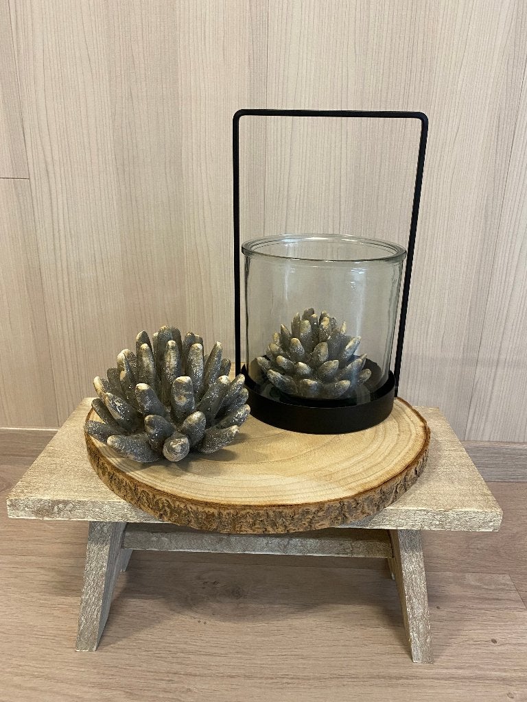 windlicht in zwart metaal, Huis en Inrichting, Woonaccessoires | Kandelaars en Kaarsen, Nieuw, Kandelaar, 25 tot 50 cm, Metaal