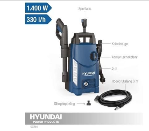 Hoge druk reiniger Hyundai model 57501/ABW-VAR-70P, Jardin & Terrasse, Nettoyeurs haute pression, Enlèvement, Utilisé, Électrique