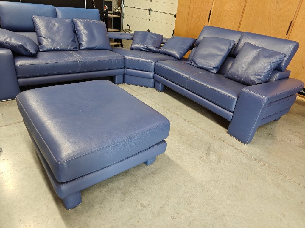 zetelcombinatie blauw leder, Ophalen of Verzenden, Gebruikt, Leer, Modern tijdloos