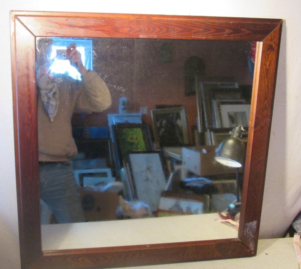Beau miroir carré en bois - 75x75, Enlèvement ou Envoi, Comme neuf, Carré