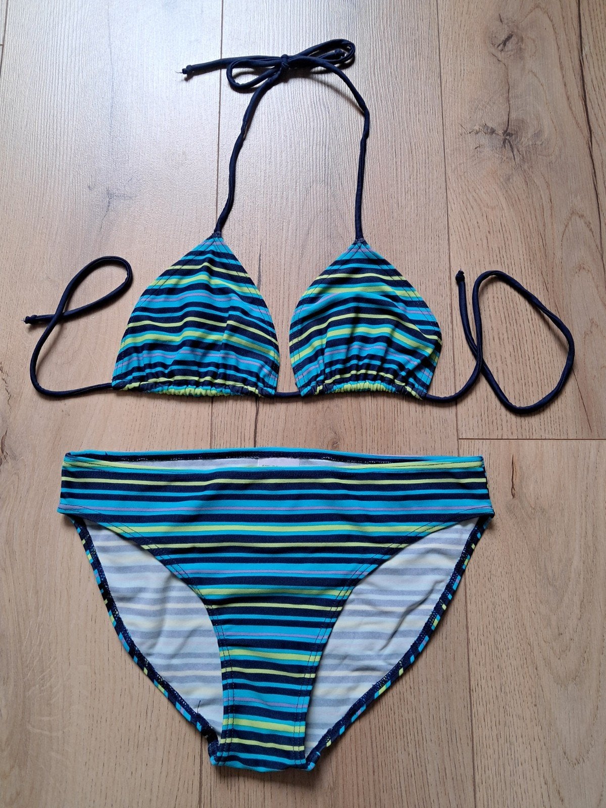 Bikini ligné bleu, vert et mauve taille 14 ans, Kinderen en Baby's, Ophalen of Verzenden, Gebruikt, Meisje