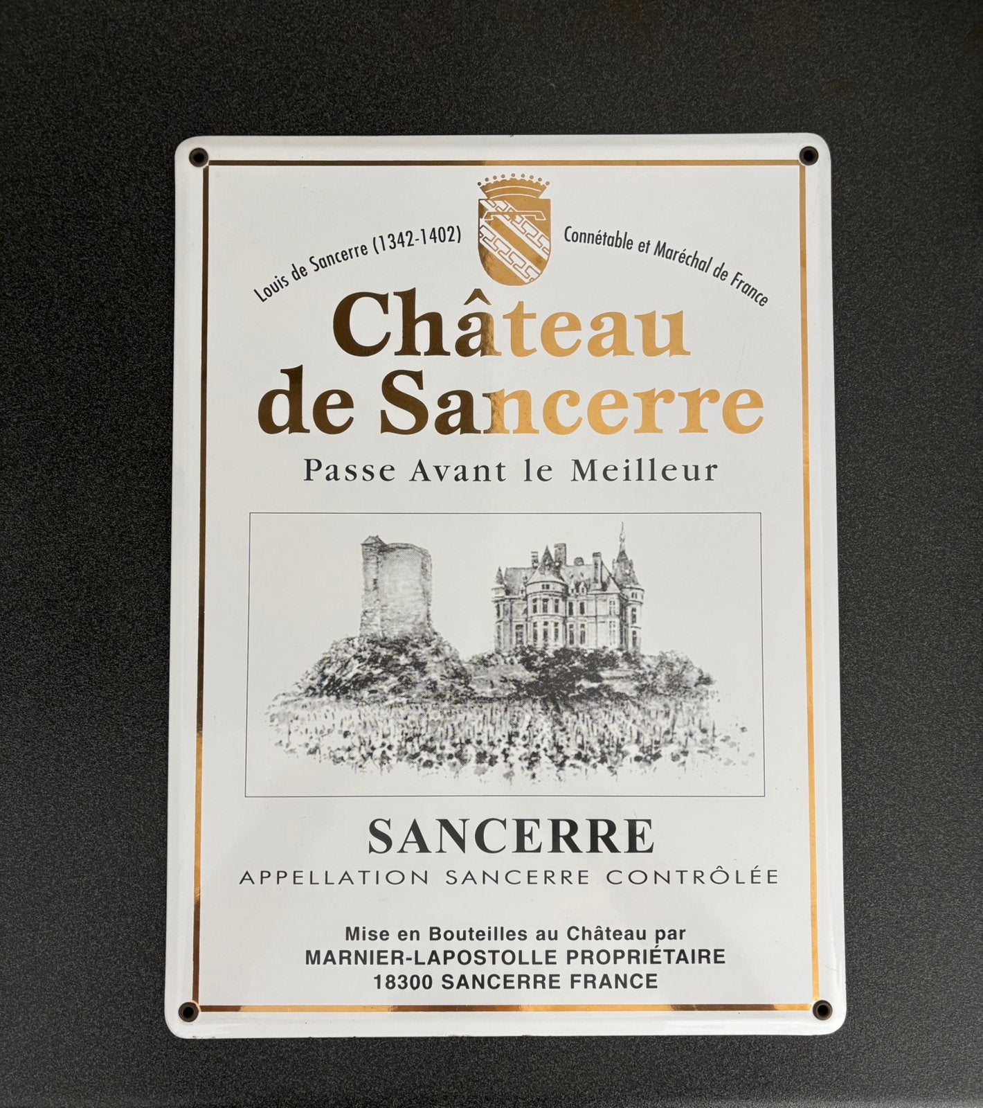 Emaille reclamebord Chateau de Sancerre Emaillerie Belge, Ophalen of Verzenden, Zo goed als nieuw, Reclamebord