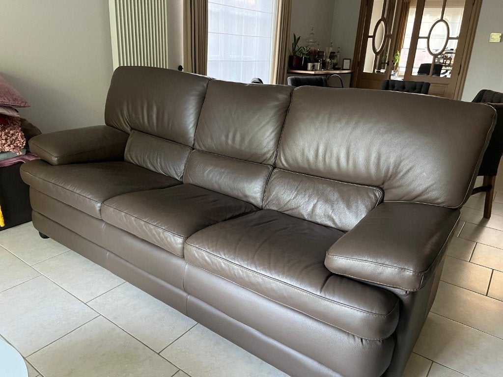 Lederen salon Max Divani (3-zit, 2-zit m. elektrische relax), Ophalen, Klassiek-Modern, Zo goed als nieuw, Rechte bank