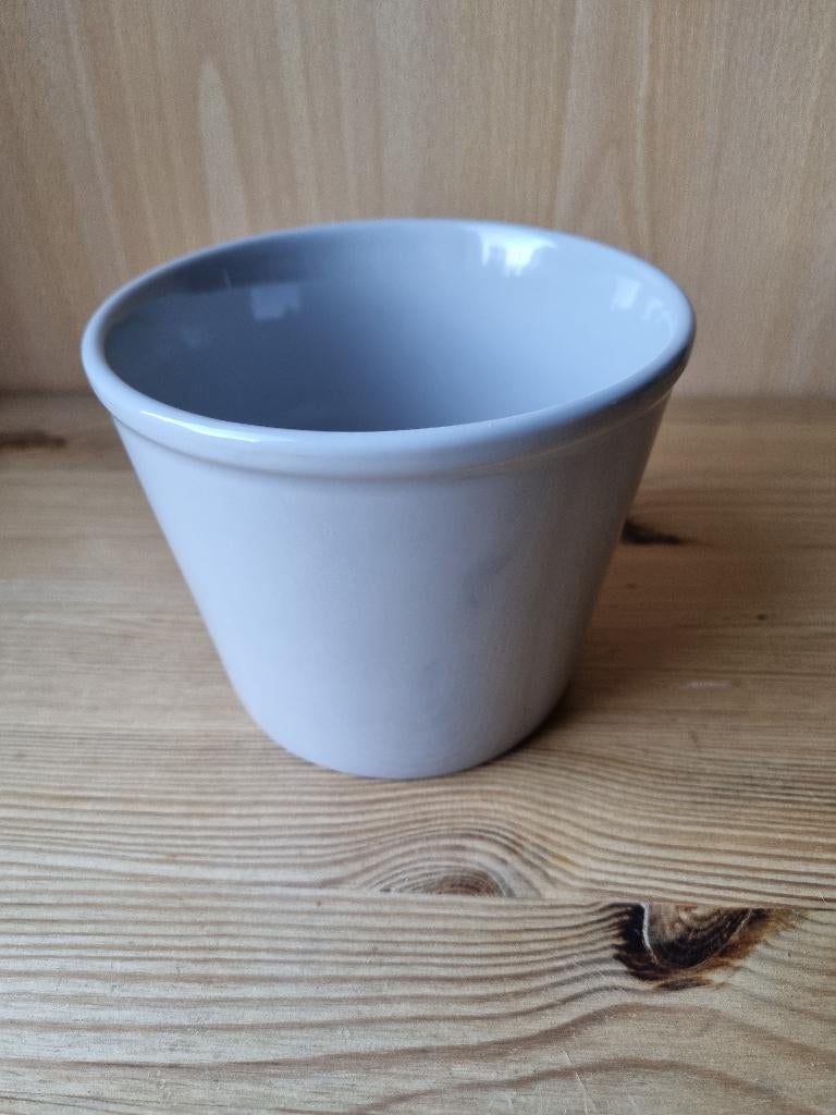 Bloempot Grijs 12,5cm, Rond, Ophalen of Verzenden, Zo goed als nieuw, Balkon