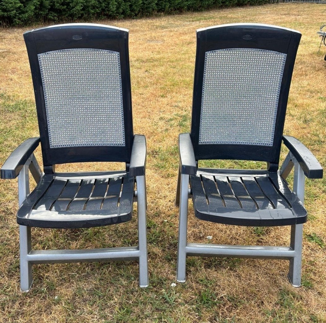 verstelbare, inklapbaar kunststof tuinstoelset - Jardin - gr, Jardin & Terrasse, Chaises de jardin, Enlèvement, Utilisé, Synthétique