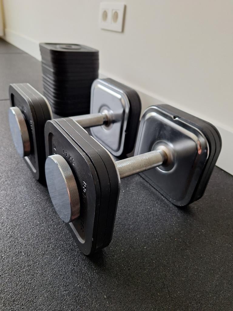Ironmaster verstelbare dumbbells, Sport en Fitness, Fitnessmaterialen, Ophalen, Gebruikt, Benen, Halterset