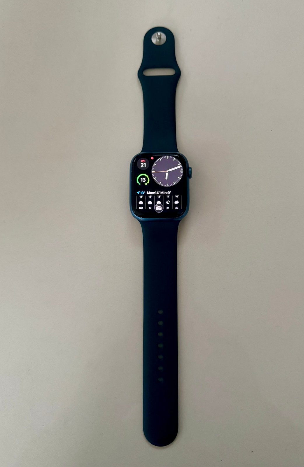 Apple Watch 45mm series 7 Blue - sport band, Gebruikt, Blauw, IOS, Stappen