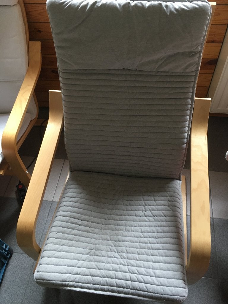 IKEA POÄNG fauteuil (2 stuks), Huis en Inrichting, Fauteuils, Gebruikt, Hout, Kunststof, 50 tot 75 cm, 75 tot 100 cm, Ophalen