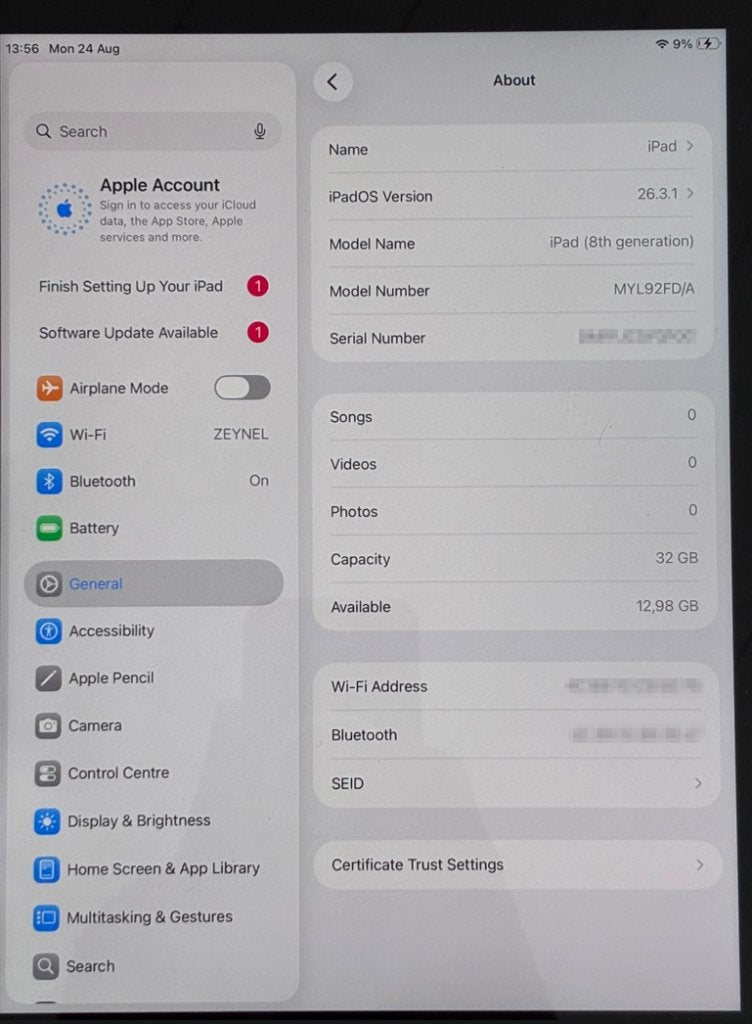 Apple iPad 8e génération 32 Go Wi-Fi // Très bon état, Informatique & Logiciels, Apple iPad Tablettes, Enlèvement ou Envoi, Apple iPad