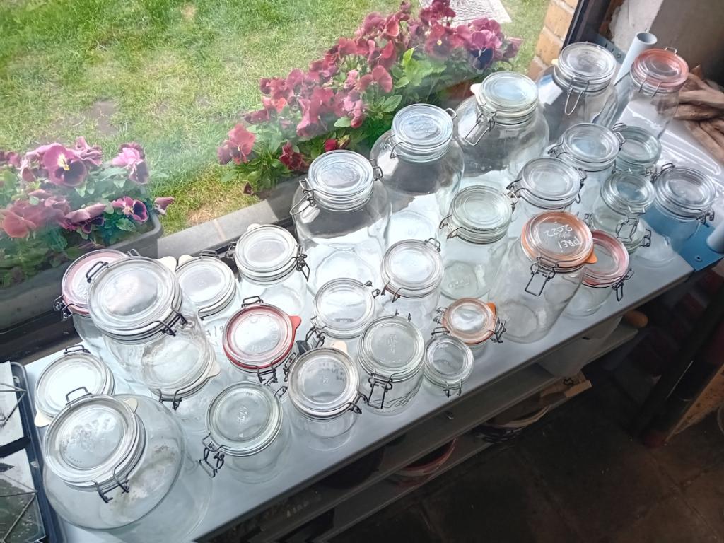 Lot van 24 beugelbokallen., Voorraadpot, Ophalen, Zo goed als nieuw, Glas