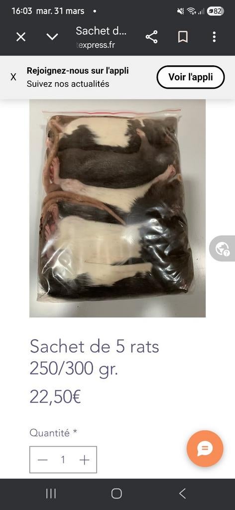 Nourriture reptiles, Animaux & Accessoires, Enlèvement