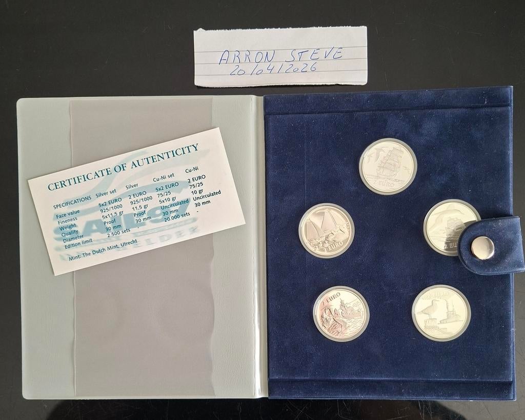 Prachtig muntenset Nederland 5x 2 euro s Zeil 1997., Postzegels en Munten, Munten | Europa | Euromunten, Ophalen, Setje, Overige landen