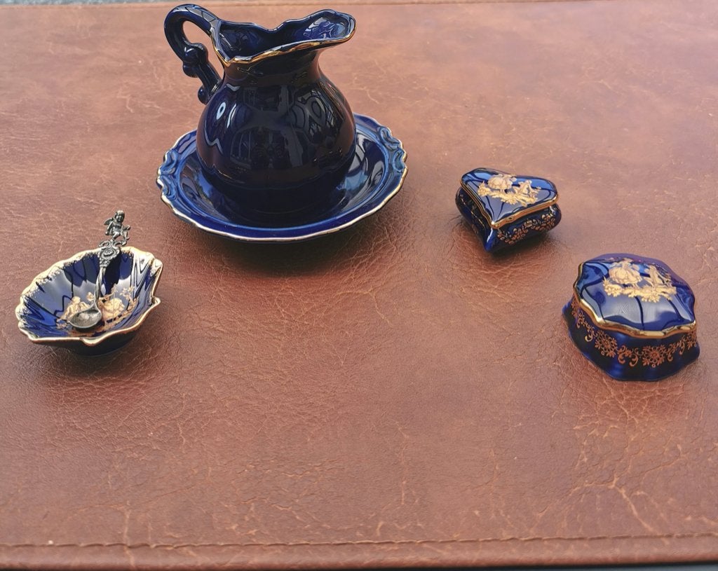 SETJE MINIATUUR BLAUWE LIMOGES, Antiek en Kunst, Ophalen