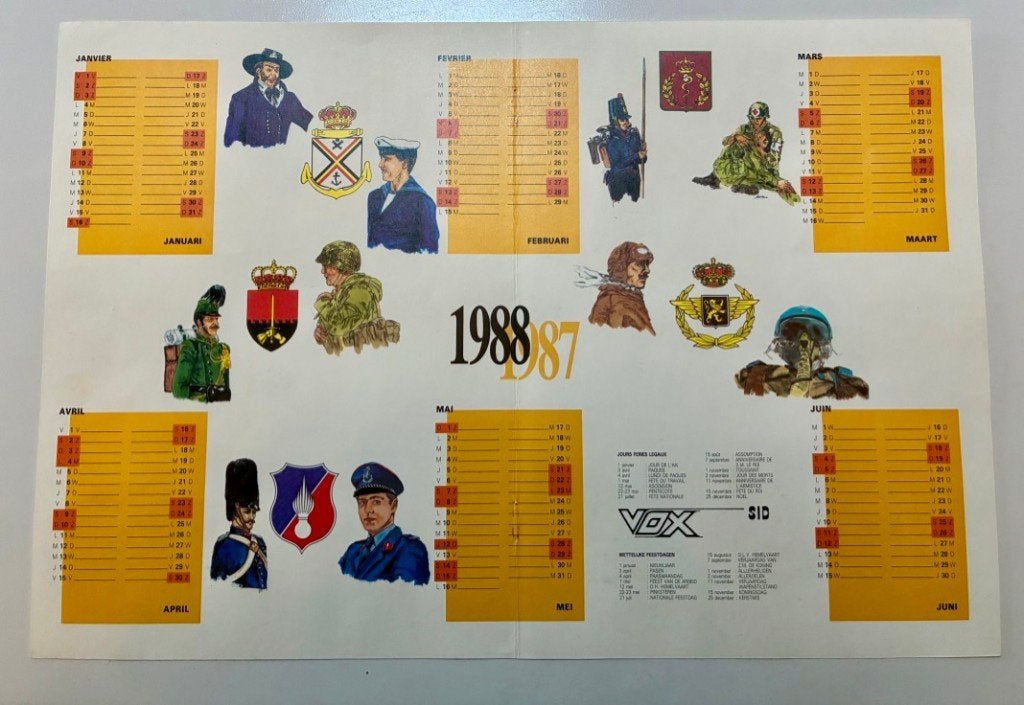 Calendrier mural VOX 1987-1988., Collections, Enlèvement ou Envoi, Autres