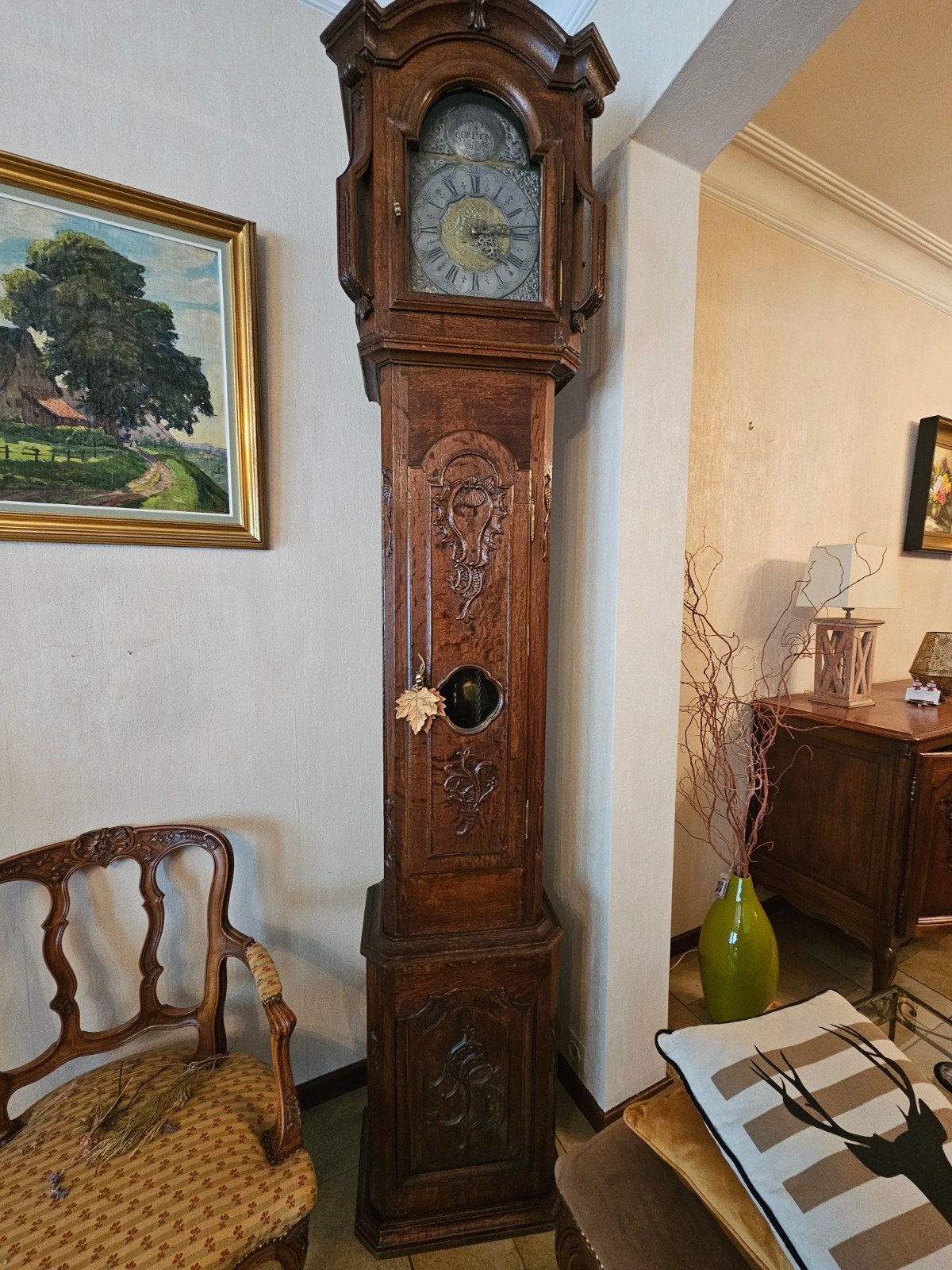 Ancienne Horloge Comtoise en Chêne Massif non fonctionnelle