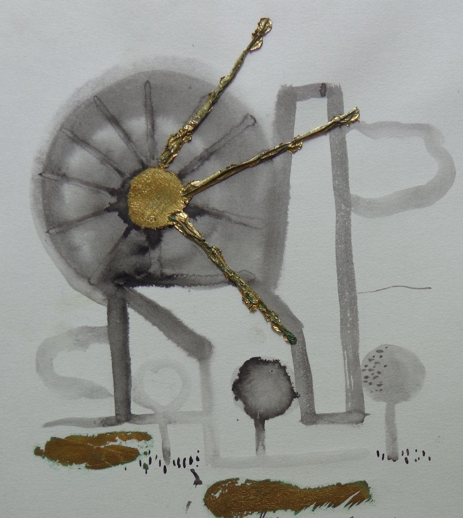 ONLEESBAAR / ZONNESTRALEN / ORIGINEEL WERK / 40x30cm / SIG, Antiek en Kunst, Kunst | Schilderijen | Modern, Ophalen of Verzenden