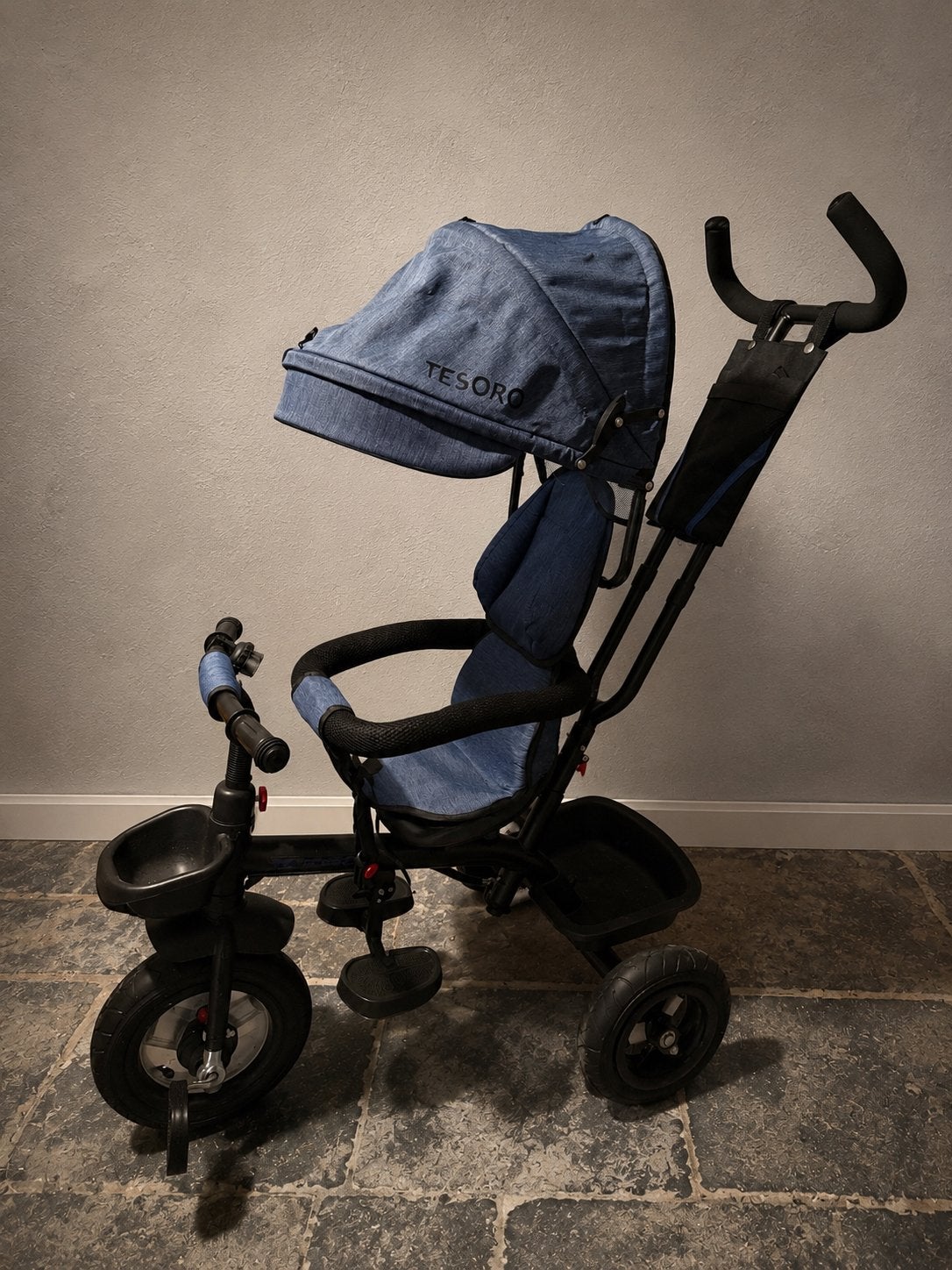 Kinderdriewieler Tesoro, Ophalen, Zo goed als nieuw, Duwstang