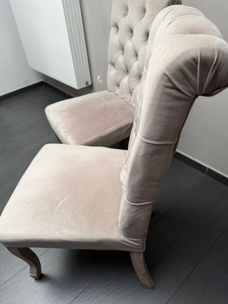 Zes beige stoelen, Huis en Inrichting, Stoelen, Ophalen, Zo goed als nieuw, Kunststof, Vijf, Zes of meer stoelen