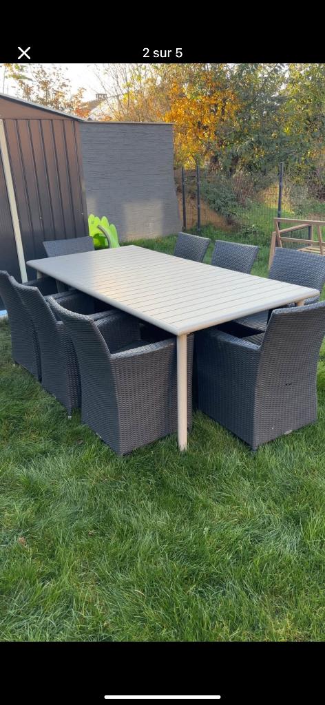 Table de jardin  et ces 8 fauteuils, Jardin & Terrasse, Terrasses, Enlèvement, Utilisé, Autres matériaux