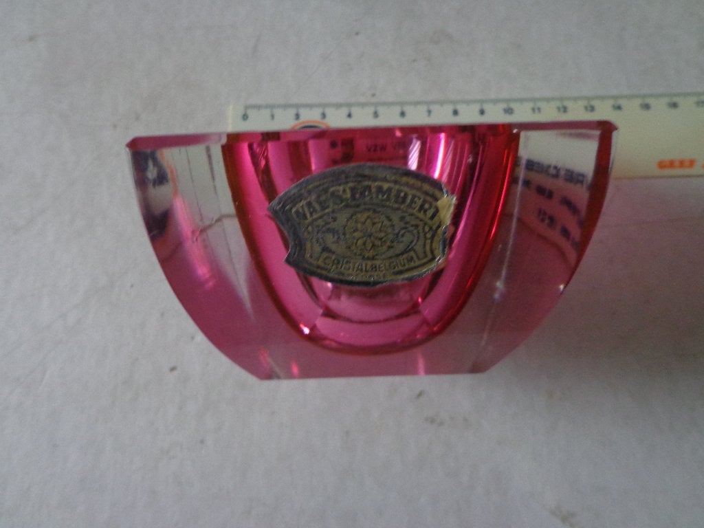 Vintage vide-poche jaren 1960 roos kristal Val Saint Lambert, Enlèvement ou Envoi