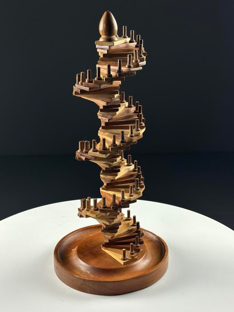 Sculpture en bois vintage en ADN/spirale, Antiquités & Art, Curiosités & Brocante, Enlèvement