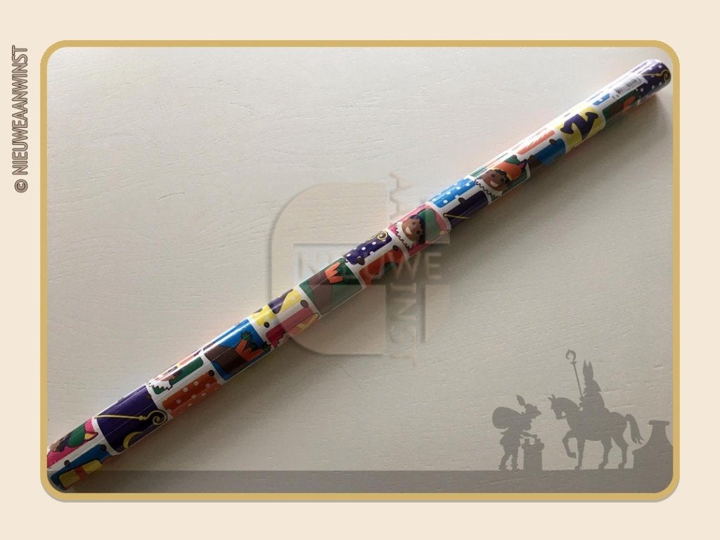 Rol inpakpapier Sinterklaas en Piet - blauw / groen / oranje, Verzenden, Nieuw